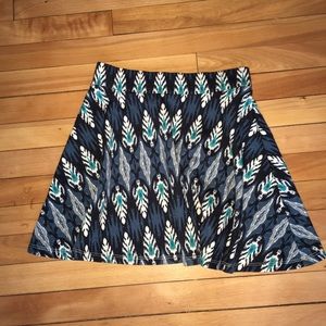 Feather Print Teal and Blue Skirt
